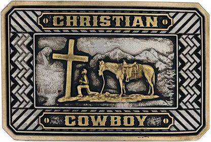 Montana Silversmiths Christian Faith Series Attitude Western Belt Buckle (Beaming Christian Cowboy) Apparel & Accessories > Clothing Accessories > Belt Buckles Montana Silversmiths   