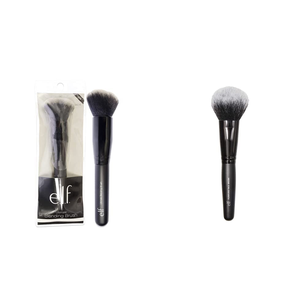 E.L.F. Ultimate Blending Brush, Dome-Shaped Makeup Tool for Applying & Blending Foundation, Bronzer & Blush, Made with Vegan, Cruelty-Free Bristles Health & Beauty > Personal Care > Cosmetics > Cosmetic Tools > Makeup Tools e.l.f. Bundle Ultimate Blending Brush & Flawless Face Brush 