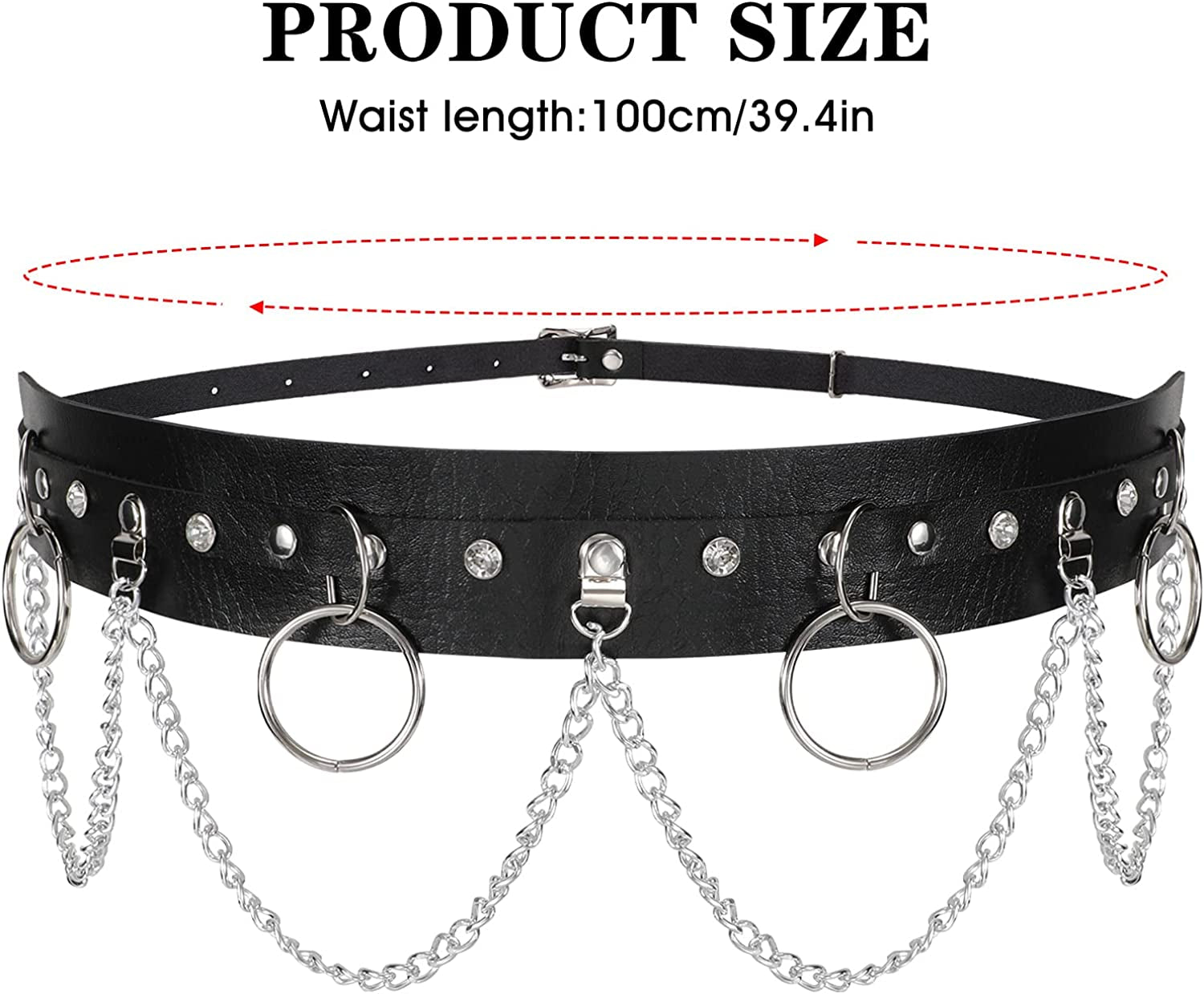 Punk Black Waist Chain Belt，Sansths 7 Layered Belly Body Chains Stylish Waist Belt Body Jewelry for Women and Girls (B-Black) Apparel & Accessories > Jewelry > Body Jewelry SANSTHS   