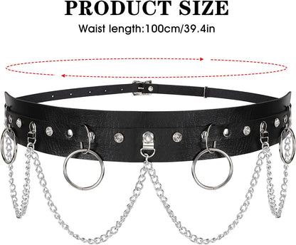 Punk Black Waist Chain Belt，Sansths 7 Layered Belly Body Chains Stylish Waist Belt Body Jewelry for Women and Girls (B-Black) Apparel & Accessories > Jewelry > Body Jewelry SANSTHS   