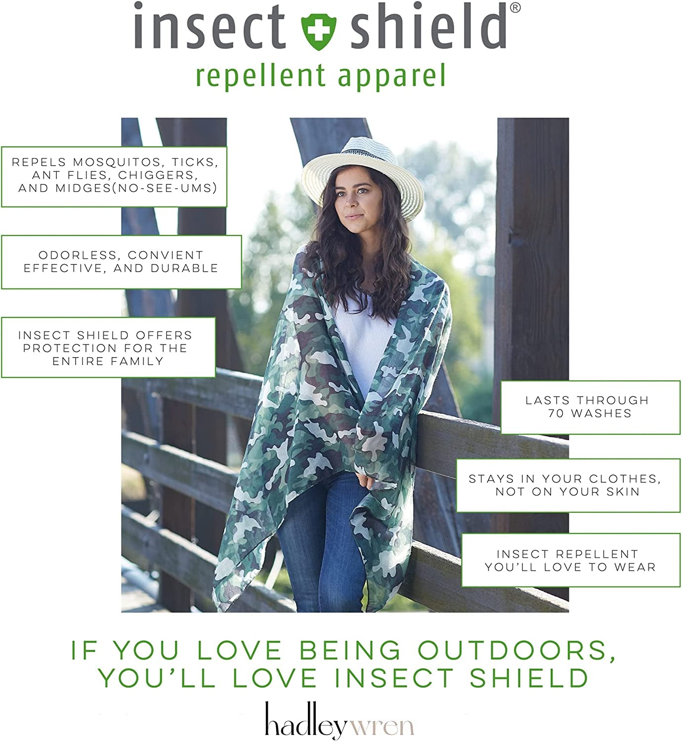 Hadley Wren Women'S Lightweight Summer Insect Shield Scarf Apparel & Accessories > Clothing Accessories > Scarves & Shawls Hadley Wren   