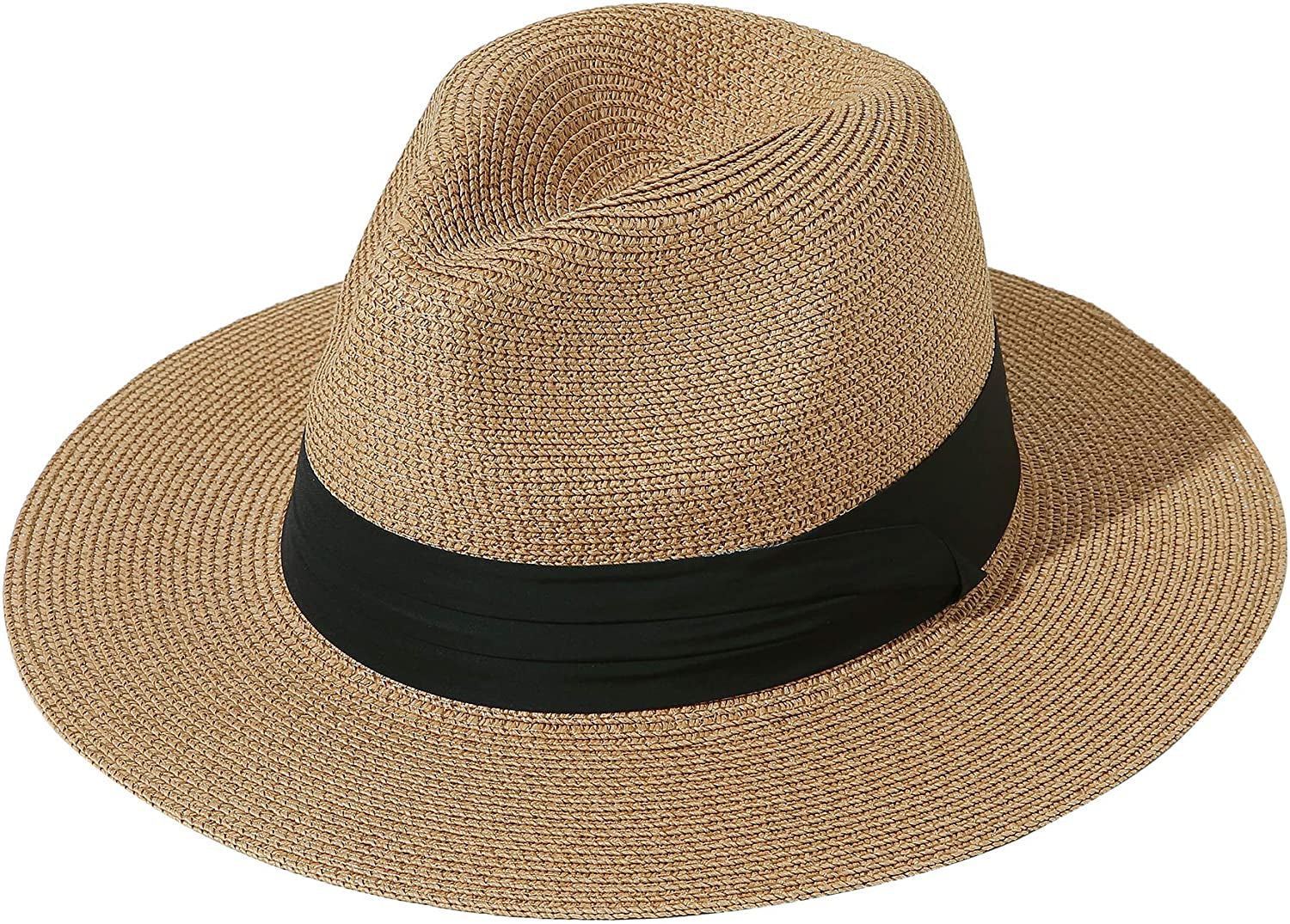 JOYEBUY Womens UPF50 Foldable Summer Straw Hat Wide Brim Fedora Sun Beach Hat Apparel & Accessories > Clothing Accessories > Hats JOYEBUY Brown  