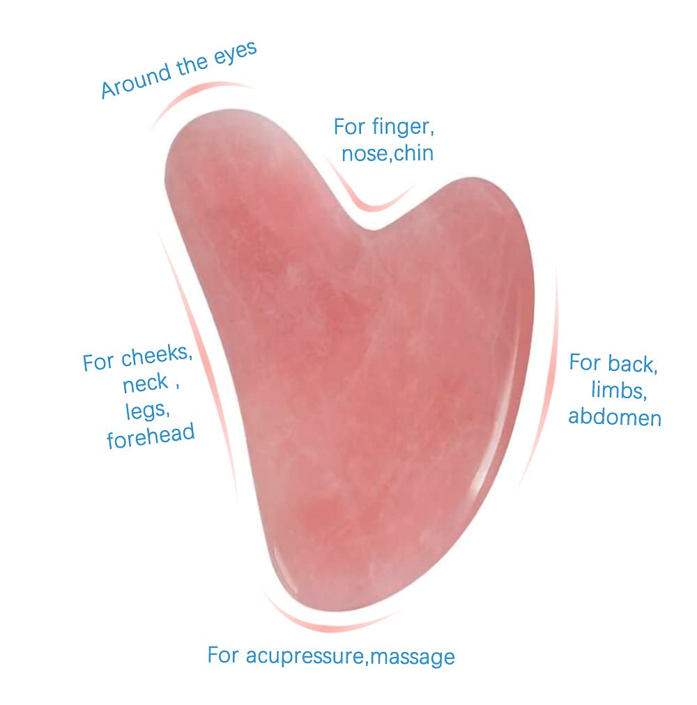 Gua Sha Facial Tools，Natural Rose Quartz Gua Sha Stone for Skin Massage and Wrinkle Removal anti Aging, Gua Sha Scraping Massage Tool Used for Face, Eyes, Neck and Body Health & Beauty > Personal Care > Cosmetics > Cosmetic Tools > Skin Care Tools Running man   