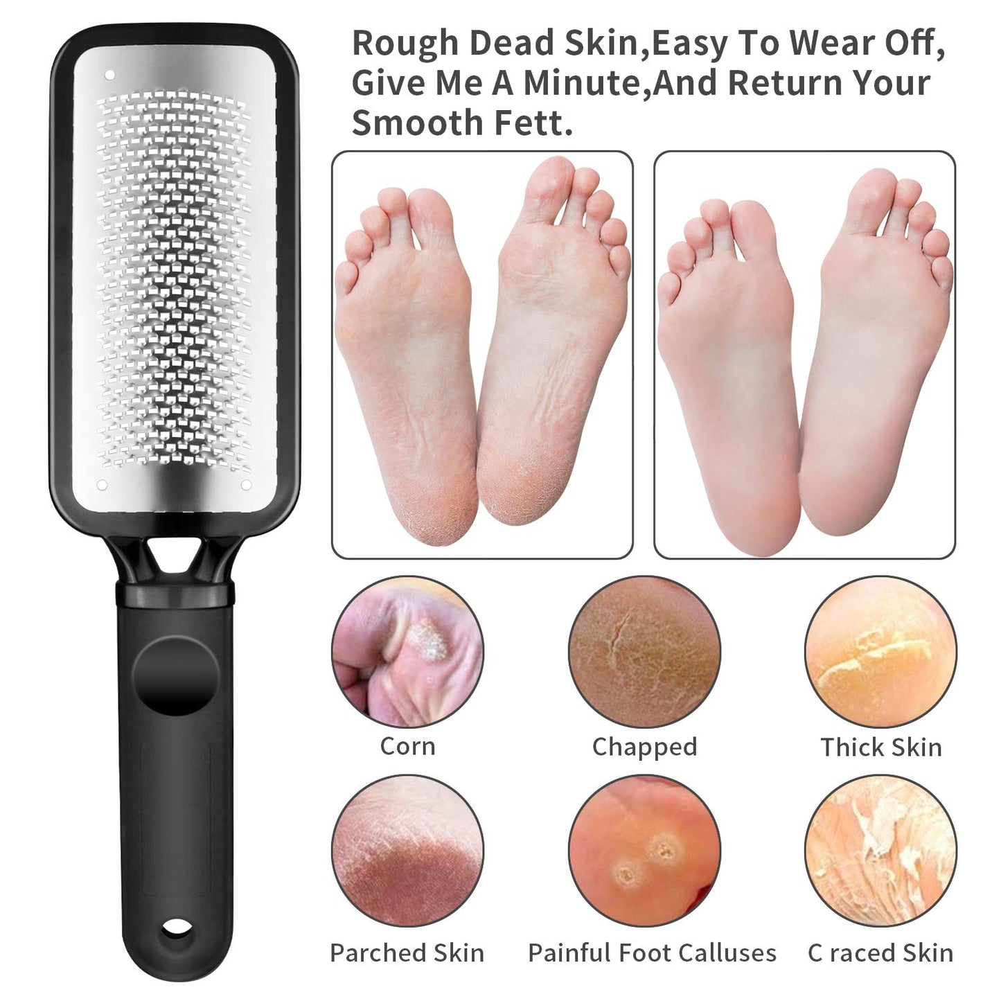 Pedicure Foot File Callus Remover - Large Stainless Steel Foot Scraper, Remove Hard Skin, Practical and Professional Foot Care File, Suitable for Dry and Wet Feet Health & Beauty > Personal Care > Foot Care JINGONGDA   