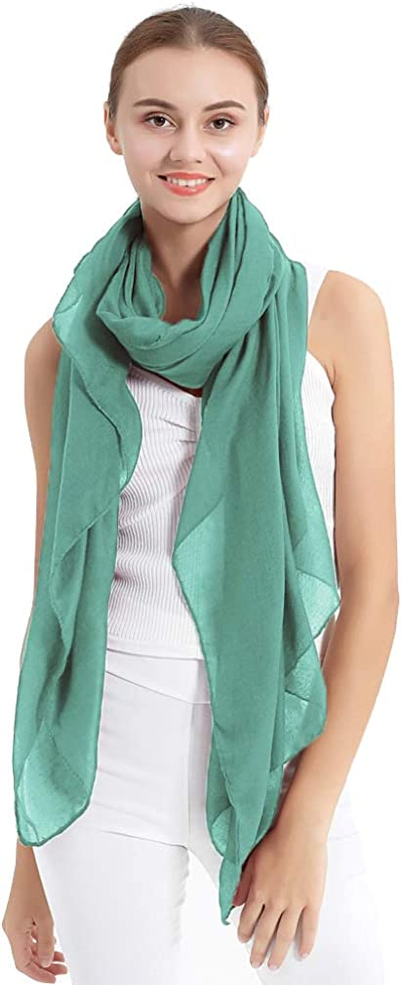 LMVERNA Women'S Long Scarf Solid Color Large Sheer Shawl Wraps for Evening Apparel & Accessories > Clothing Accessories > Scarves & Shawls LMVERNA Mint  