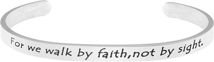 Christian Bracelets for Women Inspirational Gifts Bible Verse Religious Faith Jewelry Cuff Bracelet Mothers Day Christmas Birthday Jewelry for Her Mother Daughter Apparel & Accessories > Jewelry > Bracelets Memgift 2 Corinthians 5:7-For we walk by faith, not by sight  
