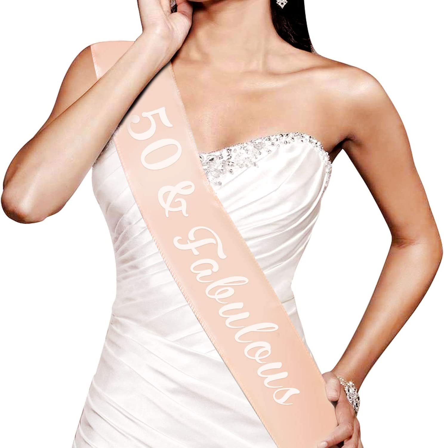 HOWAF Rose Gold 50Th Birthday Sash, 50 and Fabulous Birthday Satin Sash for 50Th Birthday Decorations Women 50 Birthday Gift Party Accessories, One Size Apparel & Accessories > Clothing Accessories > Sashes Sowist   