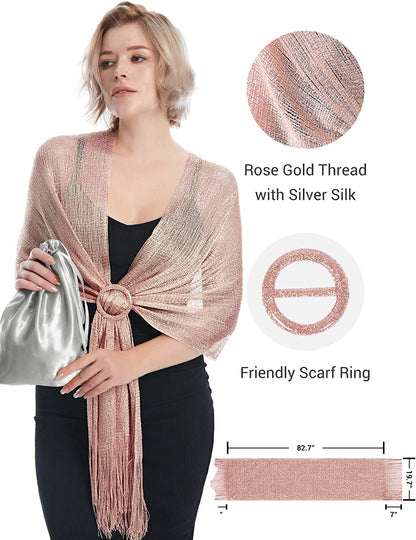 Missshorthair Women'S Sparkle Shawls and Wraps with Buckle for Wedding Party Dresses Apparel & Accessories > Clothing Accessories > Scarves & Shawls MissShorthair   