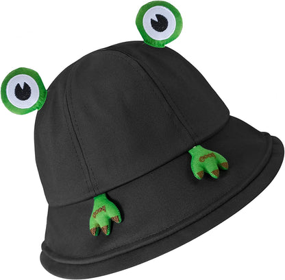 SAOROPEB Frog Hat for Adult Teens, Cute Frog Bucket Hat, Cotton Bucket Hat Funny Hat Fisherman Hat for Men Women Apparel & Accessories > Clothing Accessories > Hats SAOROPEB 2022-black  