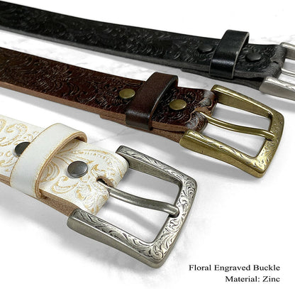 Cowboy Cowgirl Western Tooled Floral Embossed Full Grain Genuine Leather Belt Strap 1-1/2"(38Mm) Wide Apparel & Accessories > Clothing Accessories > Belts Belts.com   