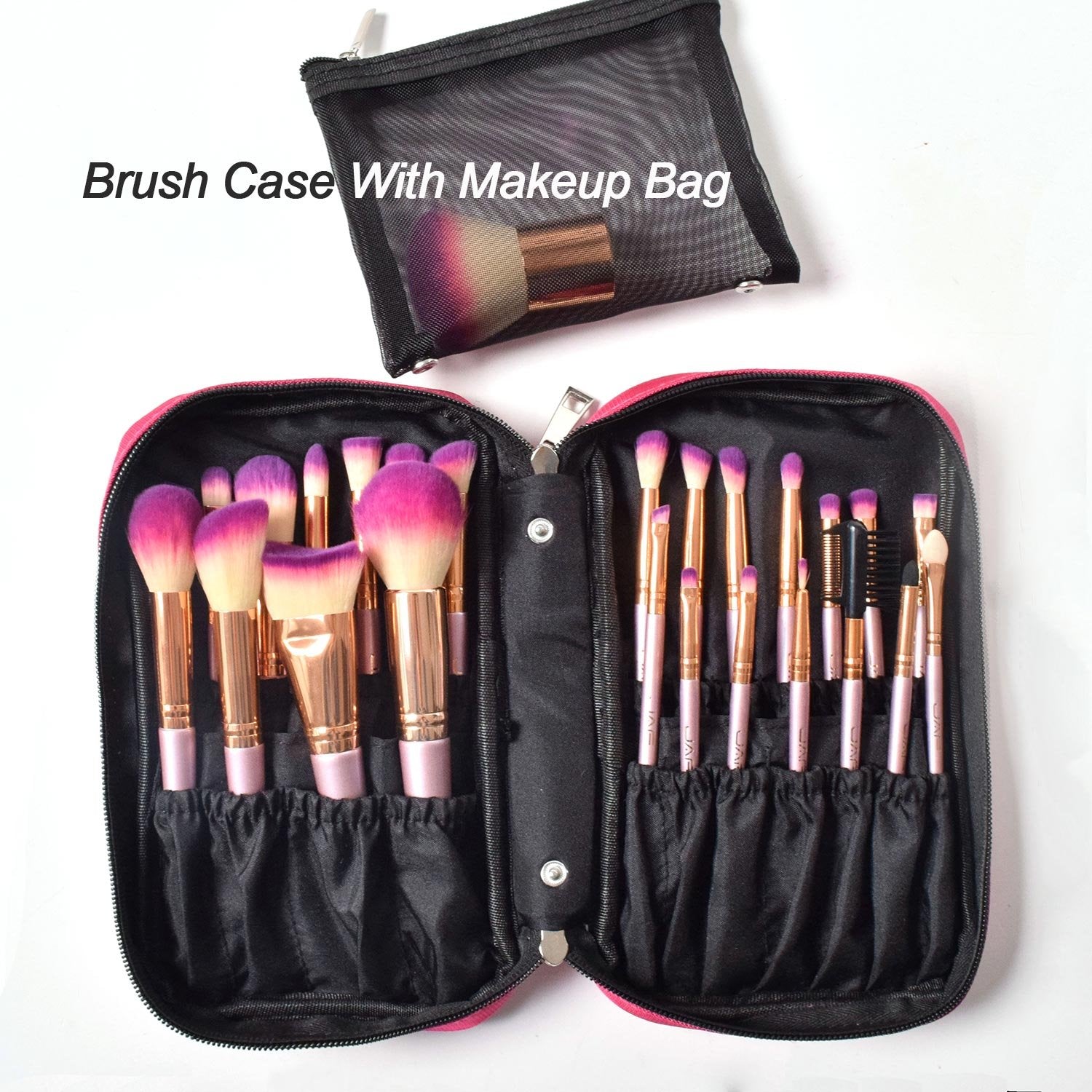 JAF 26Pcs Professional Large Pink Purple Makeup Brushes Set with Storage Case Vegan Synthetic Make up Brushes Set in Gold Bag Holder Cruelty Free Cosmetic Big Makeup Brushes & Tools Kit for Eye Face Contour Foundation Highlighter… Health & Beauty > Personal Care > Cosmetics > Cosmetic Tools > Makeup Tools JAF   
