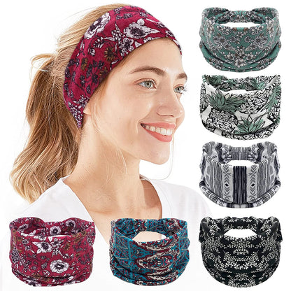 Headbands for Women, 6 PCS Yoga Running Sports Headbands Tie Dye Boho Pattern Elastic Non Slip Sweat Workout Hair Fashion Bands for Girls Apparel & Accessories > Clothing Accessories > Bandanas & Headties OFFTESTY Headbands Color-7  