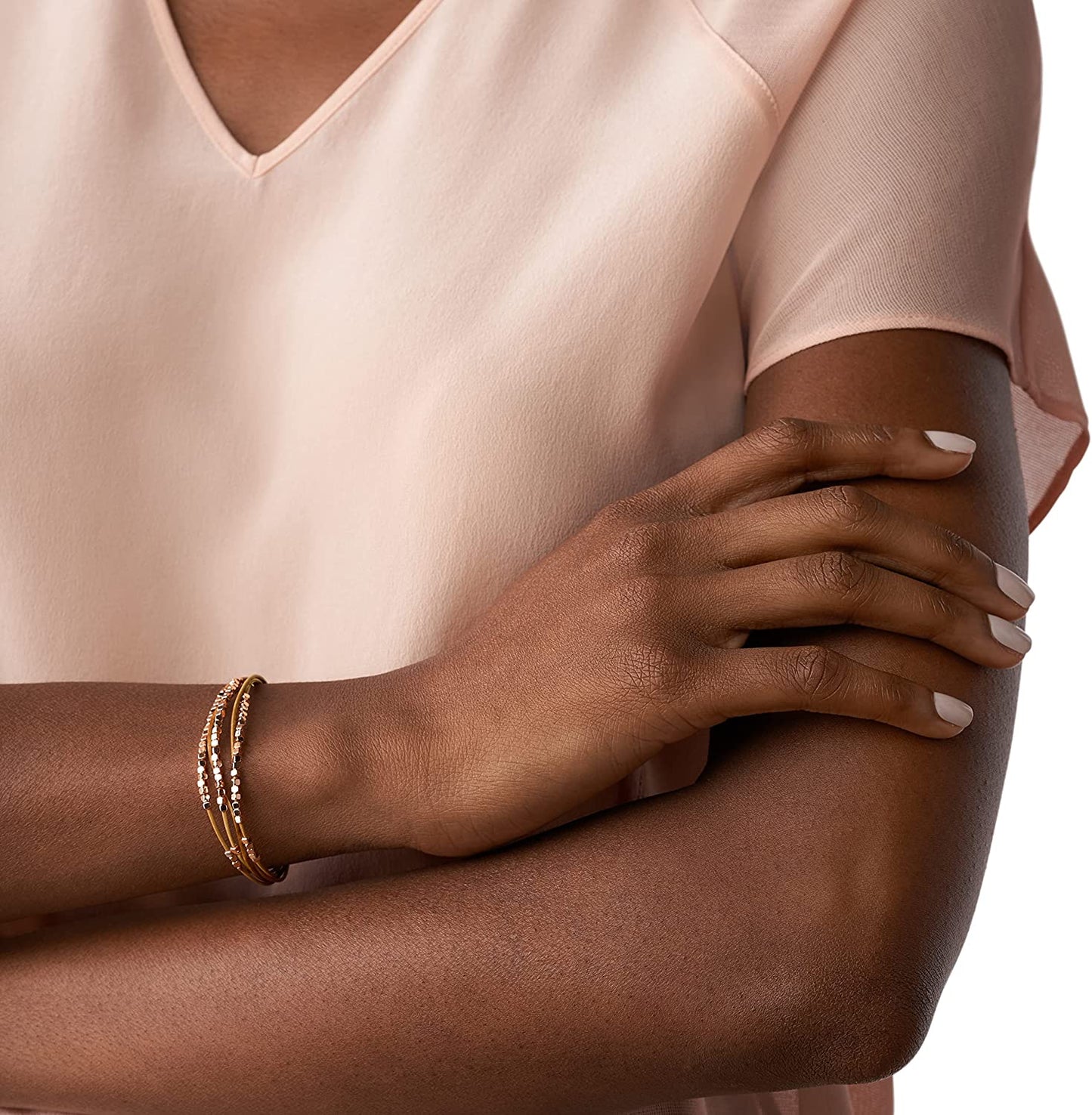 Fossil Women'S Stainless Steel and Genuine Leather Bracelet Apparel & Accessories > Jewelry > Bracelets Fossil   