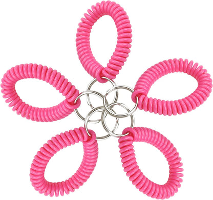 Lucky Line 2” Diameter Spiral Wrist Coil with Steel Key Ring, Flexible Wrist Band Key Chain Bracelet, Stretches to 12”, Purple 1 PK (410651) Apparel & Accessories > Jewelry > Bracelets Lucky Line Neon Pink Pack of 5 