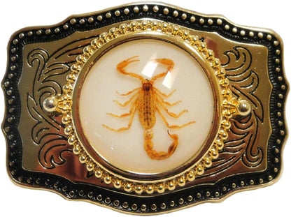 SCORPION (REAL) WHITE BACKGROUND BELT BUCKLE Apparel & Accessories > Clothing Accessories > Belts None   