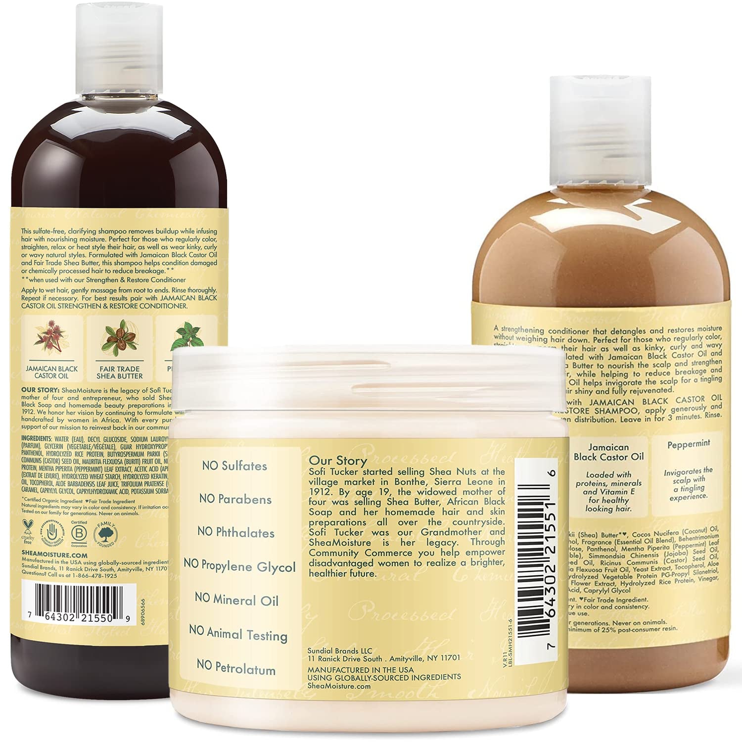 Shea Moisture Curly Hair Product Bundle Shampoo 16 Fl Oz, Conditioner 13 Fl Oz, Leave in Conditioner 16 Oz, Jamaican Black Castor Oil for Healthy Hair Growth, Strengthen & Restore, Sulfate Free Health & Beauty > Personal Care > Hair Care SHEA MOISTURE   