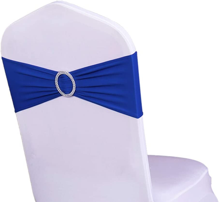 WENSINL Pack of 50 Stretch Chair Sashes for Wedding, Elastic Lycra Chair Bands with Buckle Slider, Chair Bows for Party, without White Chair Covers (Sky Blue) Apparel & Accessories > Clothing Accessories > Sashes HAOYU Royal Blue 100 