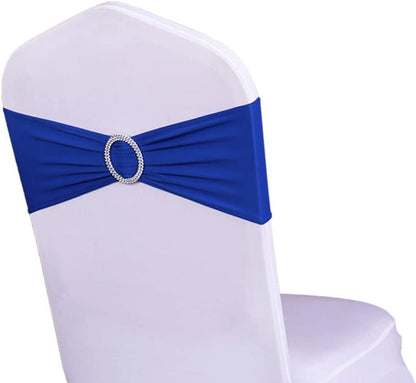 WENSINL Pack of 50 Stretch Chair Sashes for Wedding, Elastic Lycra Chair Bands with Buckle Slider, Chair Bows for Party, without White Chair Covers (Sky Blue) Apparel & Accessories > Clothing Accessories > Sashes HAOYU Royal Blue 100 