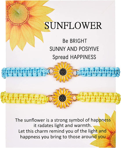Sunflower Bracelet Anklet Pinky Promise Friendship Adjustable Bracelet Anklet Sunflower Best Gifts for Best Friends Couple Family Apparel & Accessories > Jewelry > Anklets iDIMSON Yellow & Light Blue  
