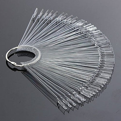 Beauticom® 50 Clear Acrylic False Tip Sticks with Metal Ring Holders Fan-Shaped Nail Art Display Chart Practice Tips Tool - 50 Tips Health & Beauty > Personal Care > Cosmetics > Cosmetic Tools > Nail Tools Beauticom Tips Chart Fan (Clear) 50 Count (Pack of 1) 