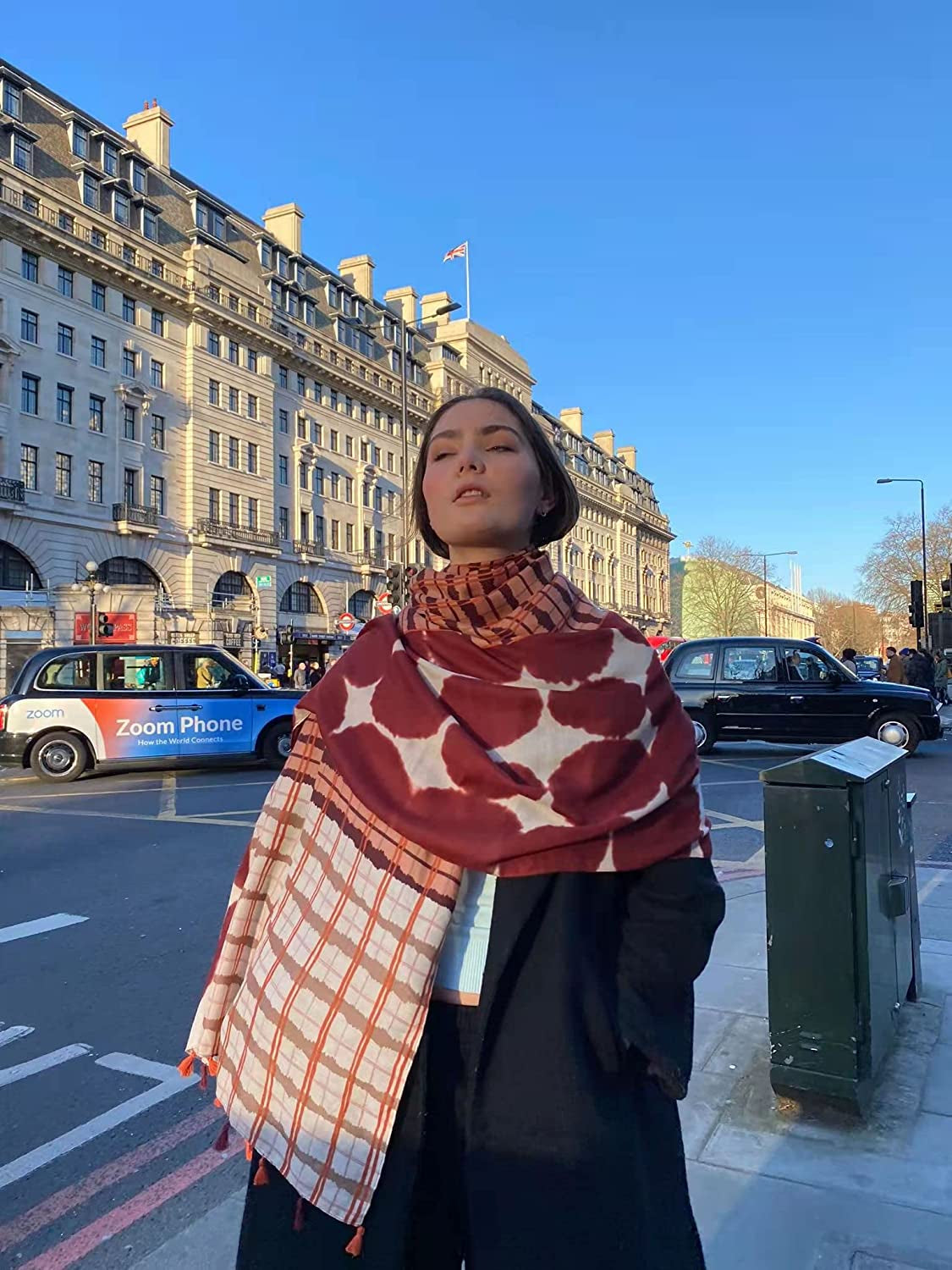 FRAIFICE Lightweight Scarf for Women for Spring Summer Fall Geometric Scarves Shawl Wrap Pashimina with Tassels Apparel & Accessories > Clothing Accessories > Scarves & Shawls FRAIFICE   