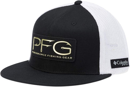 Columbia PFG Mesh Flat Brim Ball Cap Apparel & Accessories > Clothing Accessories > Hats Columbia Black/Pfg Hook Patch Small-Medium 