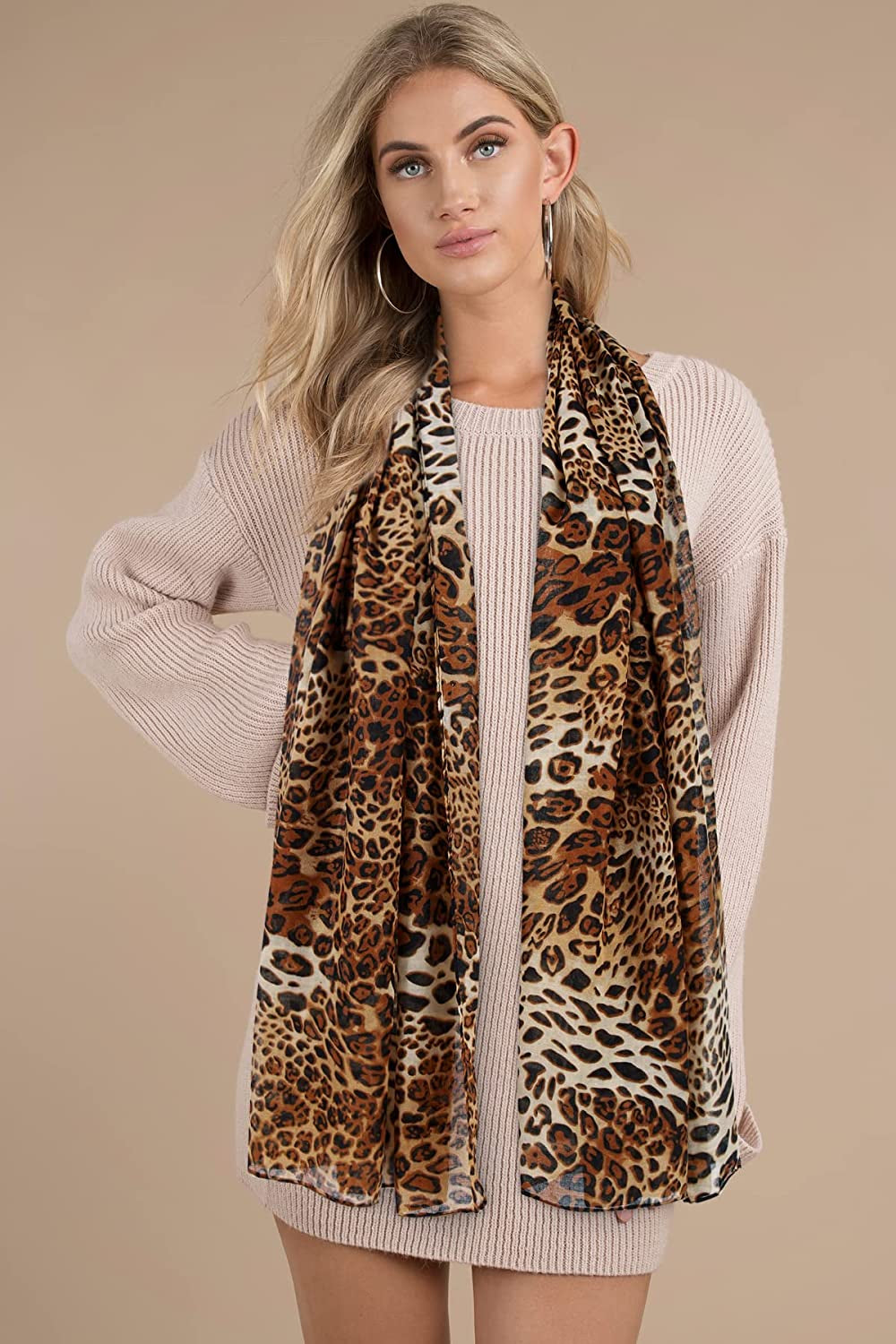 GERINLY Cozy Cheetah Scarfs for Women Stylish Cotton Leopard Blanket Wrap Shawls Apparel & Accessories > Clothing Accessories > Scarves & Shawls GERINLY   