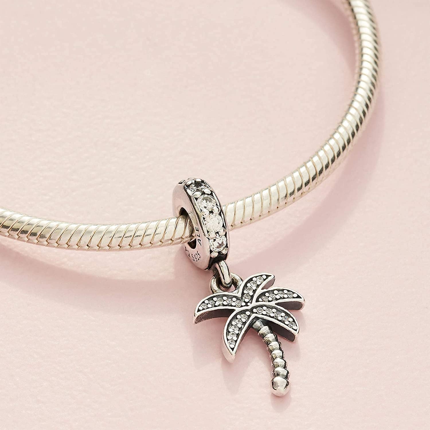 EZ Tuxedo Palm Tree Dangle Charms 925 Sterling Silver Tree Pendant with Cubic Zirconia for Bracelets Apparel & Accessories > Jewelry > Bracelets EZ Tuxedo pandora charms summer   