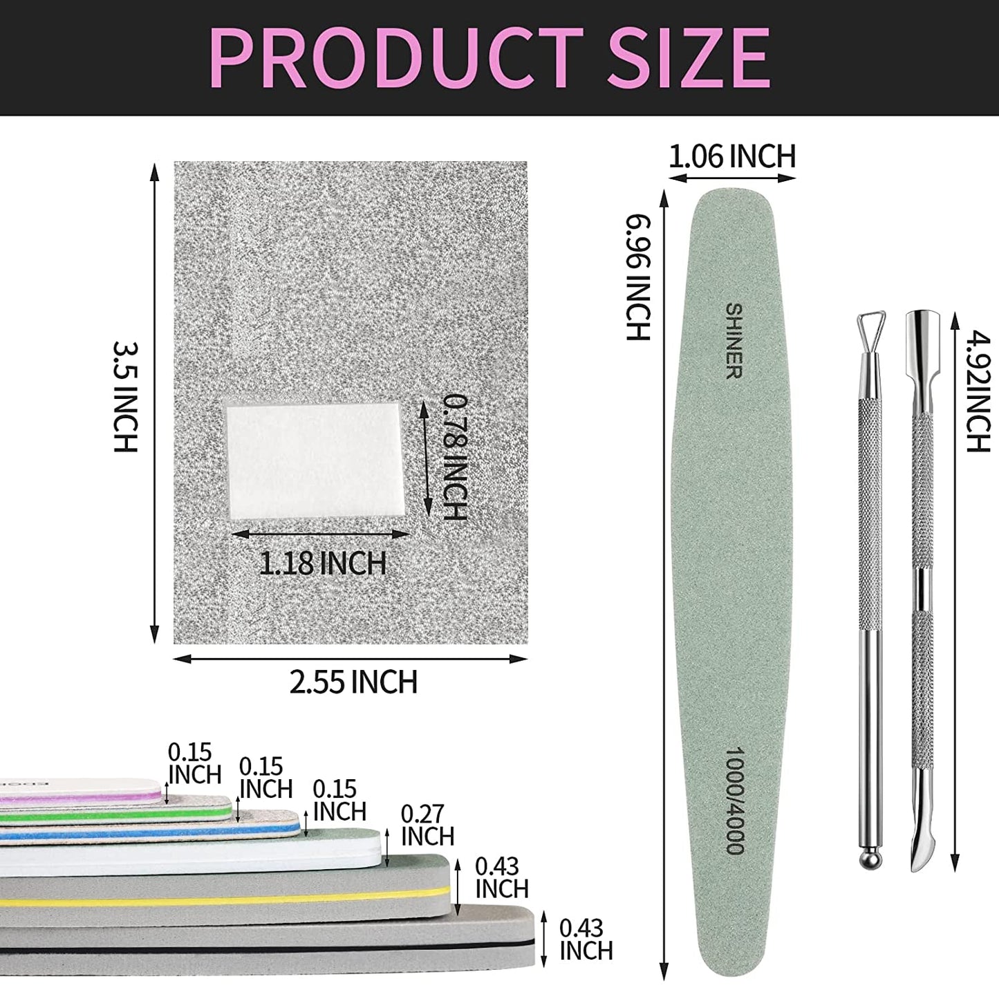 Nail File Buffer, Teenitor Gel Nail File Set, 6PCS Professional Nail Buffer File Block, 100PCS Nail Remover Foil Wraps, Cuticle Pusher and Cuticle Peeler, Gel Nail Remover Tools Kit Health & Beauty > Personal Care > Cosmetics > Cosmetic Tools > Nail Tools Teenitor   