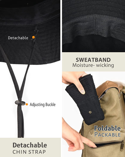 Bucket Hat for Women Men Canvas Washed Cotton Trendy Distressed Womens Summer Beach Sun Hats with Detachable Strings Apparel & Accessories > Clothing Accessories > Hats KYLIE MAX   