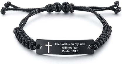 Personalized Unisex Religious Bible Verse Scripture Quotes Bracelet Faith Christian Adjustable Cord Stainless Steel Encourage Inspirational ID Bracelets for Men Women, Christmas Gift Customized Apparel & Accessories > Jewelry > Bracelets Mealguet The lord is on my side ,I will not fear...  