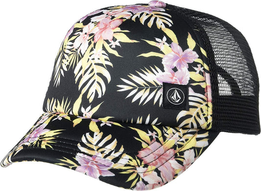 Volcom Women'S into Paradise Trucker Foam Snapback Hat Apparel & Accessories > Clothing Accessories > Hats Volcom Black Floral One Size 