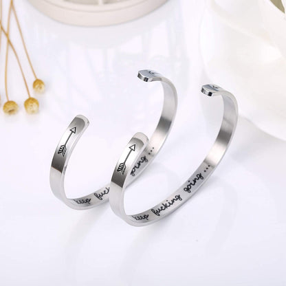 Sllaiss 4 Pcs Inspirational Bracelets Stainless Steel Cuff Bangle Bracelet for Women Men Engraved Motivational Friendship Encouragement Bracelet Graduation Gifts Apparel & Accessories > Jewelry > Bracelets Sllaiss   