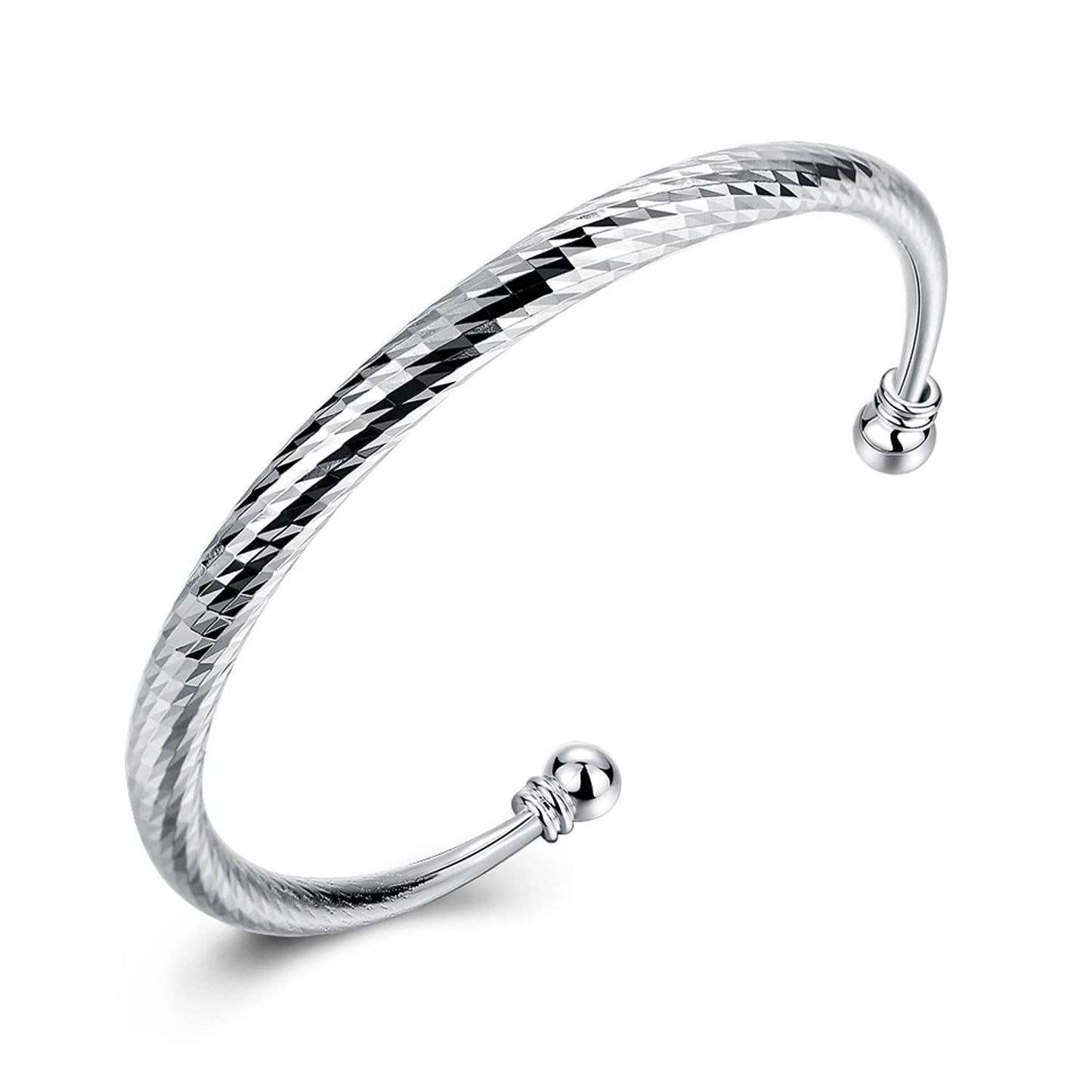 Handmade Bracelet for Women 925 Sterling Silver Open Bangle Bracelet with Gift Box (Open Bracelet) Apparel & Accessories > Jewelry > Bracelets Lvla Gan Pattern 2  