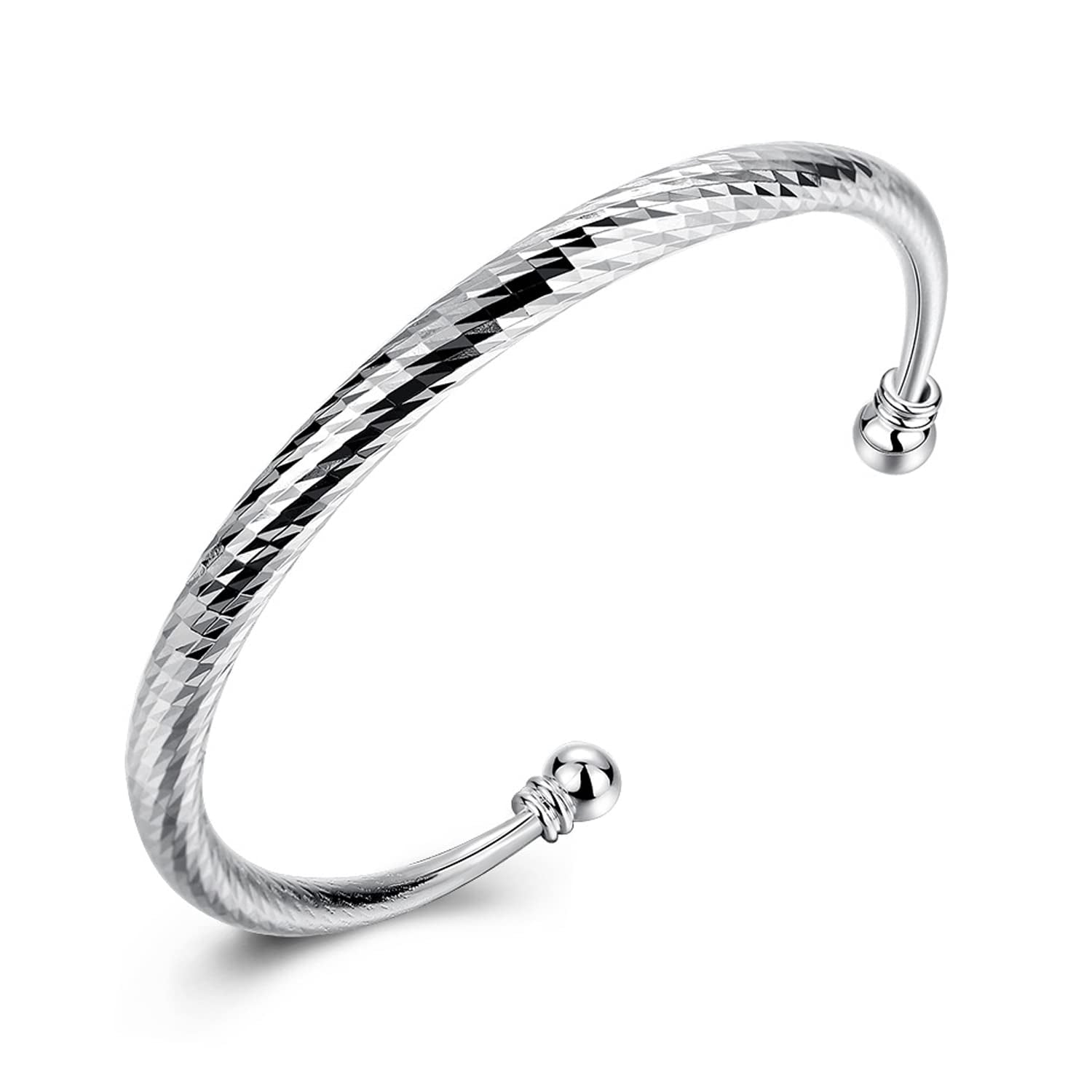 Handmade Bracelet for Women 925 Sterling Silver Open Bangle Bracelet with Gift Box (Open Bracelet) Apparel & Accessories > Jewelry > Bracelets Lvla Gan Pattern 2  