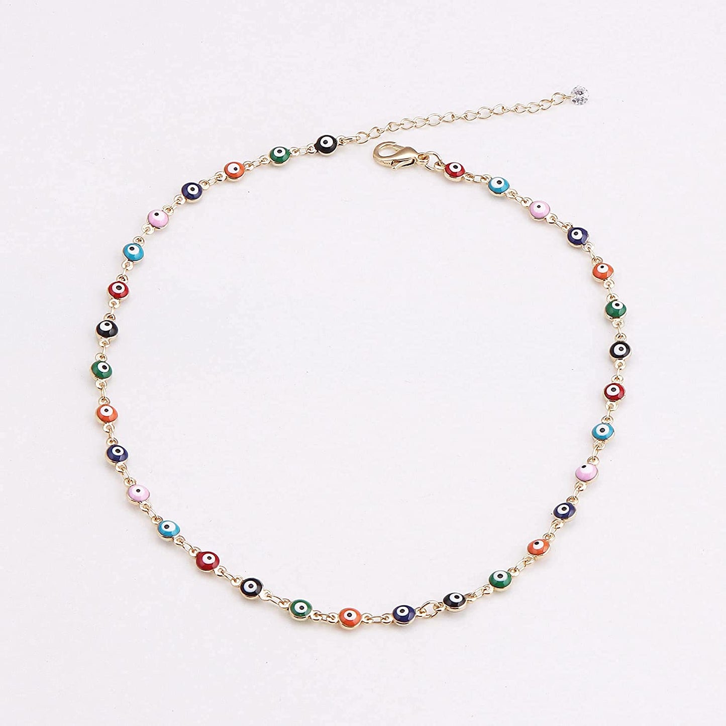 Plated 14K Gold Evil Eye Body Chain Necklace for Women Girls,Evil Eye Choker Necklace,13+3 Inch Extender Chain Apparel & Accessories > Jewelry > Necklaces Concise Royal   