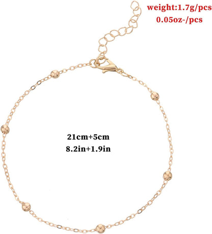 Gold Anklets for Women Dainty Link Ankle Bracelets Chain Adjustable Pearl Charm Anklet Beach Jewelry for Teen Girls Mom Birthday (Gold, One Size) Apparel & Accessories > Jewelry > Anklets Generic   