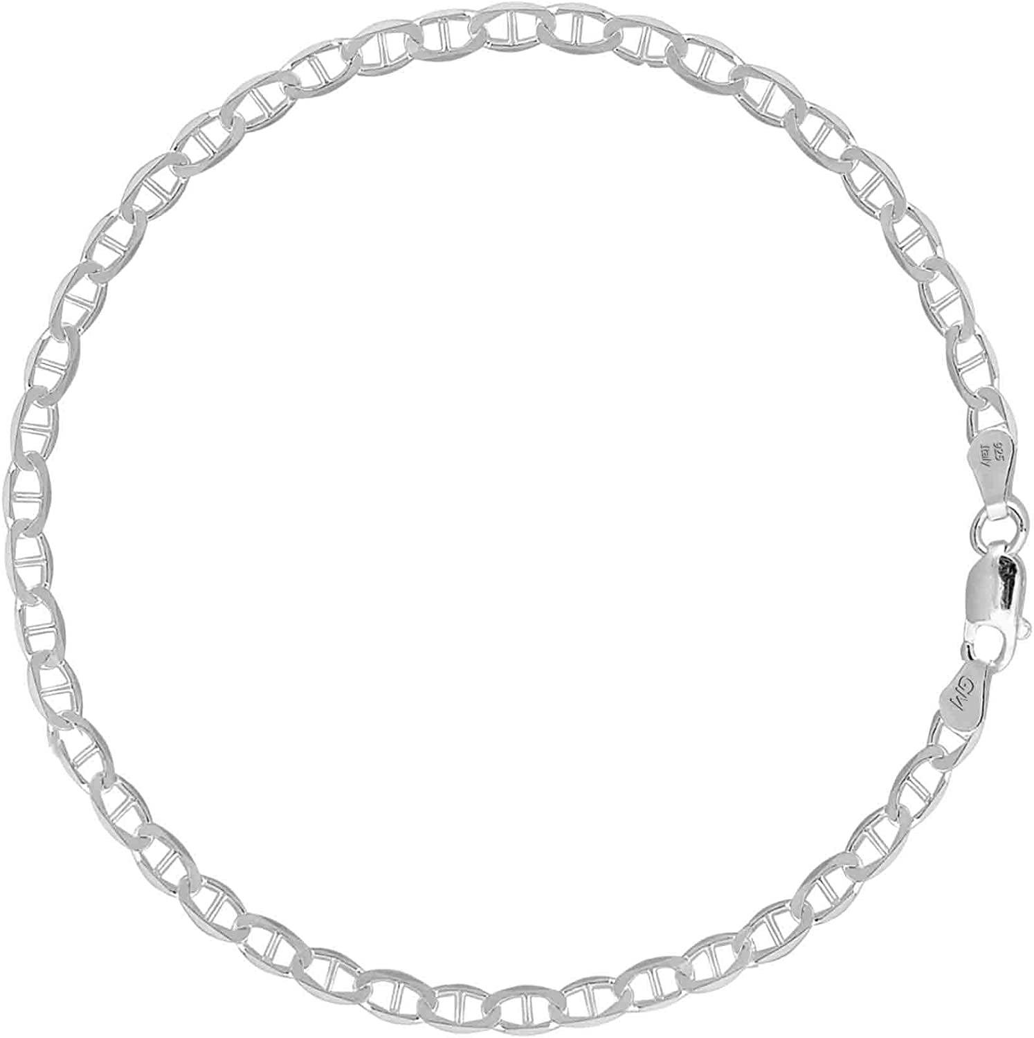 Ritastephens Italian Sterling Silver Mariner Link Chain Anklet, Bracelet, or Necklace (1.8Mm, 2.7Mm) Apparel & Accessories > Jewelry > Anklets Ritastephens Regular Bracelet 7.0 Inches 