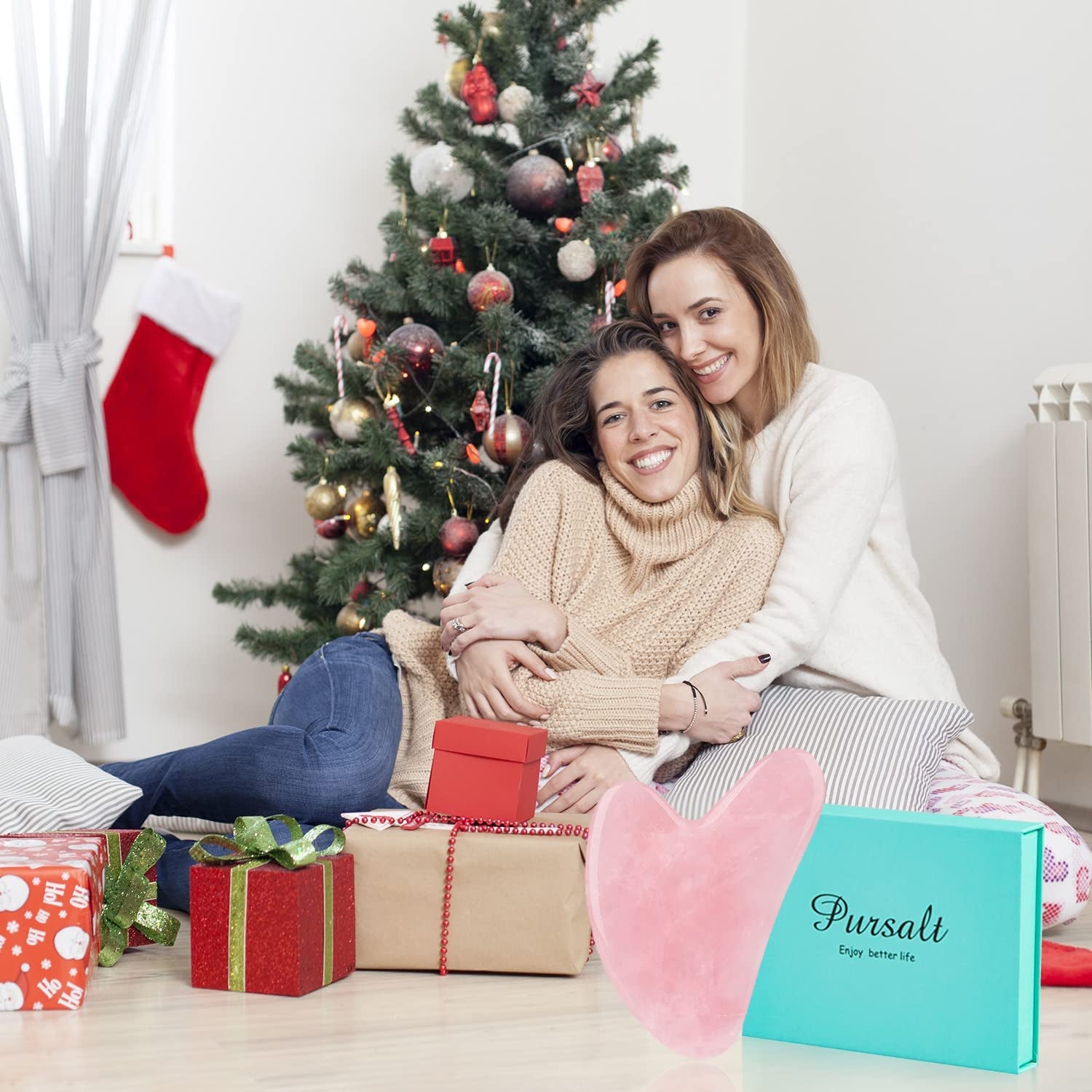 Pursalt Rose Quartz Gua Sha Facial Tools, Natural Jade Stone Scraping Massage Tools for Facial Lifting, Anti-Aging, Anti-Wrinkle, Luxury Box Heart Gifts for Women (Pink) Health & Beauty > Personal Care > Cosmetics > Cosmetic Tools > Skin Care Tools pursalt   