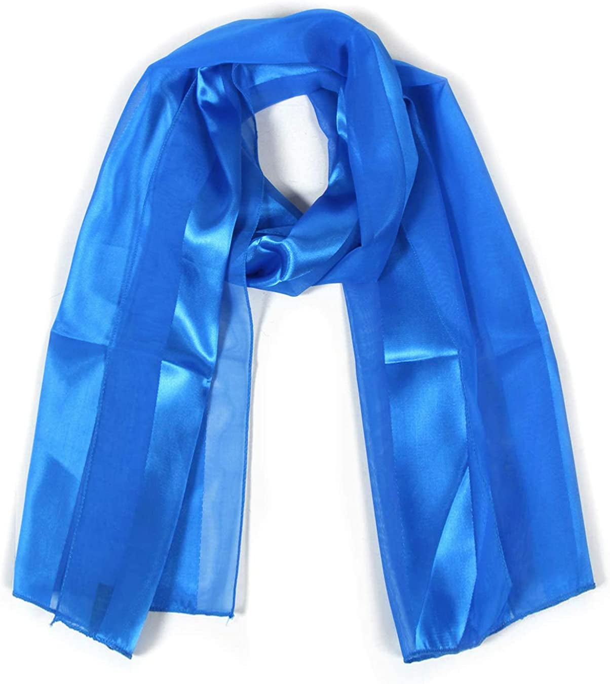 Scarfs for Women Lightweight Soft Silky Scarves 60" Long Satin Chiffon Stripe Neckerchief Gold Red Pink Black More Apparel & Accessories > Clothing Accessories > Scarves & Shawls SERENITA Blue  