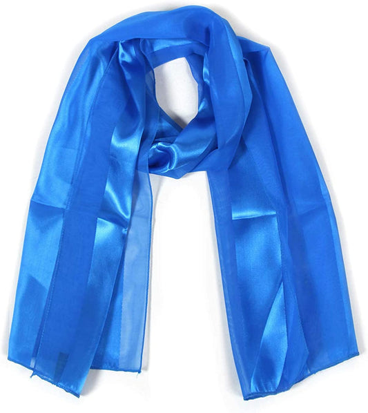 Scarfs for Women Lightweight Soft Silky Scarves 60" Long Satin Chiffon Stripe Neckerchief Gold Red Pink Black More Apparel & Accessories > Clothing Accessories > Scarves & Shawls SERENITA Blue  
