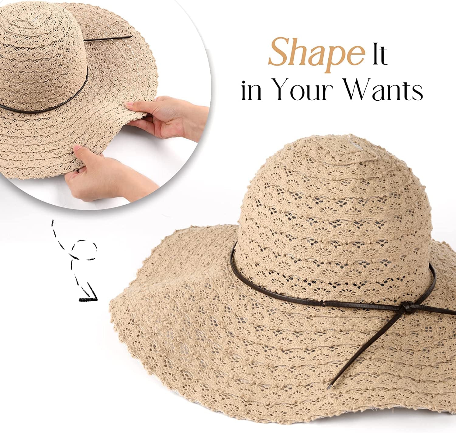 FURTALK Summer Beach Sun Hats for Women Wide Brim Foldable Floppy Travel Packable UPF Hat Apparel & Accessories > Clothing Accessories > Hats KYLIE MAX   