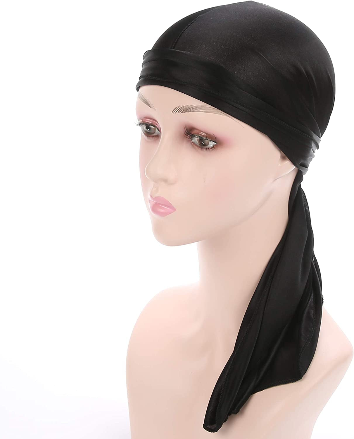 Fxhixiy Men Women Durag Extra Long-Tail Headwraps Silky Satin Pirate Cap Bandana Hat for 360 Waves Apparel & Accessories > Clothing Accessories > Bandanas & Headties Fxhixiy   