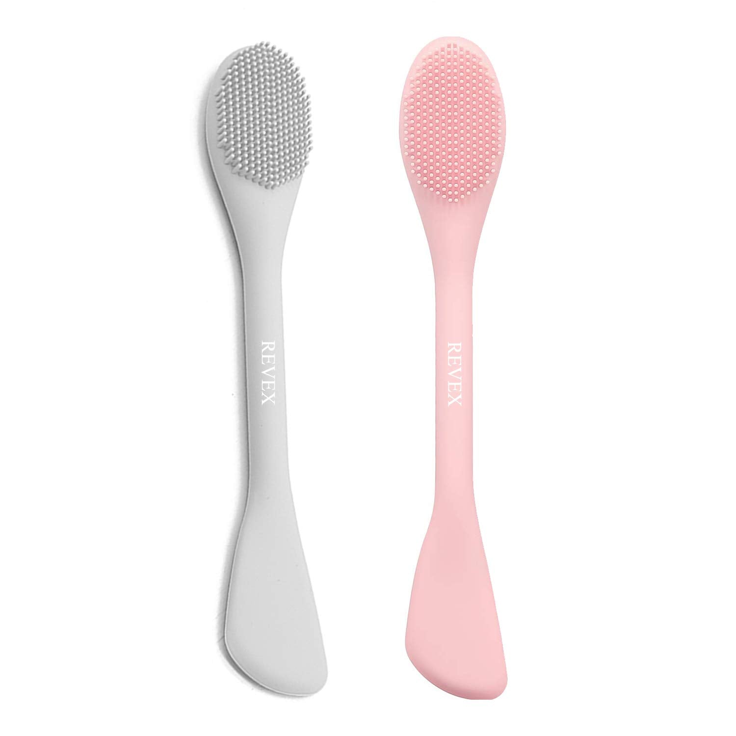 REVEX Silicone Face Mask Applicator,2 Packs Facial Mask Brushes for Mud,Clay,Charcoal Mixed Mask,Soft Makeup Beauty Brush Tools for Apply Cream,Lotion (Pink+Gray) Health & Beauty > Personal Care > Cosmetics > Cosmetic Tools > Makeup Tools REVEX Pink+Gray  