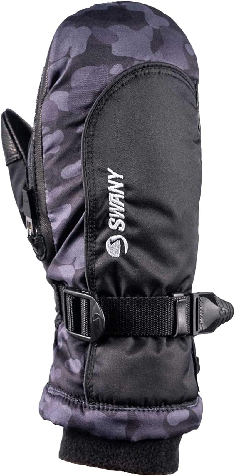 SWANY Junior Softy 2.1 Warm Insulated Durable Flexible Toaster Leather Palm Winter Sports Mittens Apparel & Accessories > Clothing Accessories > Gloves & Mittens Swany Black/Camo Small 
