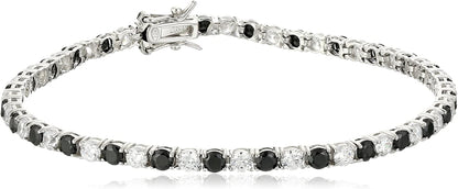 Collection .925 Sterling Silver Alternating AAA Cubic Zirconia Tennis Bracelet, 7.5" Apparel & Accessories > Jewelry > Bracelets Amazon Collection Black  