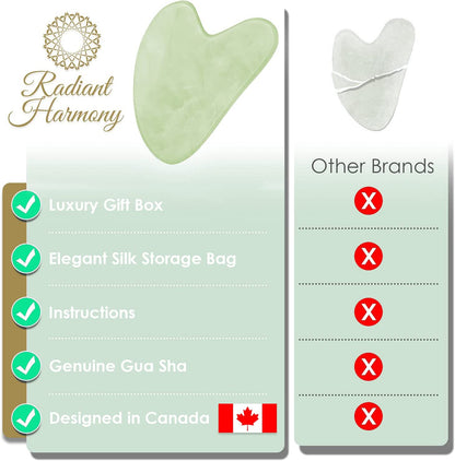 Radiant Harmony Gua Sha - Light Jade Gua Sha Massage Tool as Face Massager - Guasha Tool for Face as Skin Care Tools - Easy to Use Gua Sha Facial Tools - Arrives in a Luxury Box & Bag with Guide Health & Beauty > Personal Care > Cosmetics > Cosmetic Tools > Skin Care Tools RADIANT HARMONY   