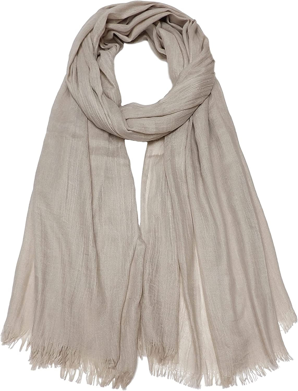 Women Summer Scarfs Lightweight Large Long Gauze Shawl Linen Beach Wrap Plain 75”×43” Apparel & Accessories > Clothing Accessories > Scarves & Shawls Gragengs Light Khaki  