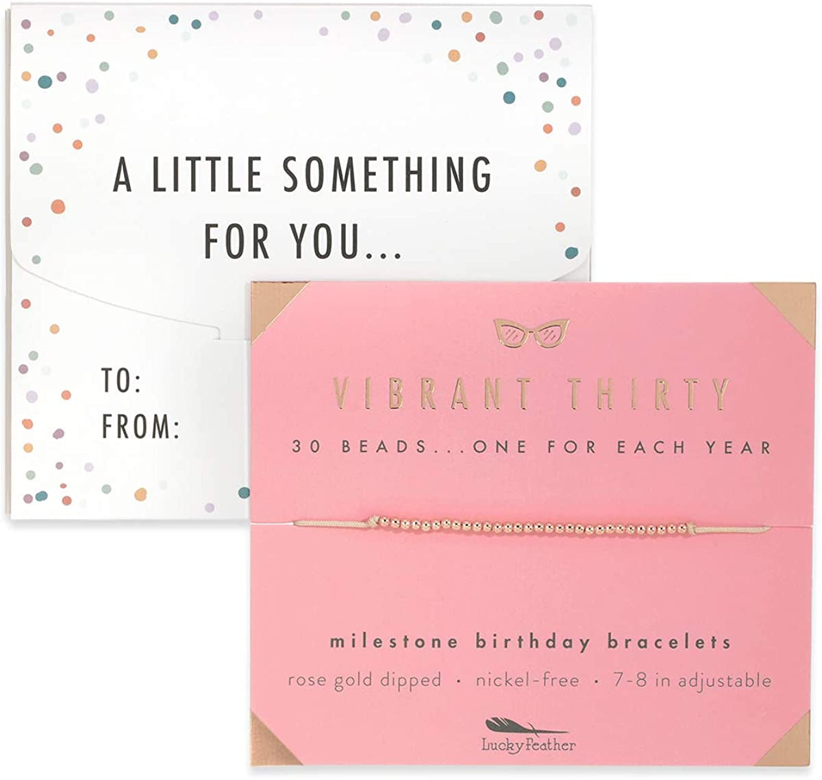 Lucky Feather 30Th Birthday Gifts for Women; 30Th Birthday Bracelet with 30 14K Gold Dipped Beads on Adjustable Cord; 30 Birthday Gift Ideas for Her Apparel & Accessories > Jewelry > Bracelets Lucky Feather   