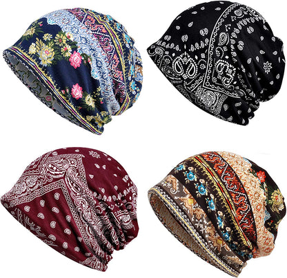 ELLEWIN Cotton Slouchy Beanie Hip-Hop Soft Lightweight Running Beanie Adult Dwarf Hats Chemo Cap for Men Women Apparel & Accessories > Clothing Accessories > Headwear Does Not Apply Opentop-b-4pk-multi01  